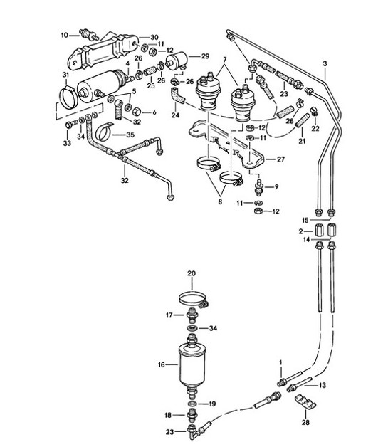 Diagram 201-012 Porsche Cayenne S 4.5L V8 2003>> Fuel System, Exhaust System