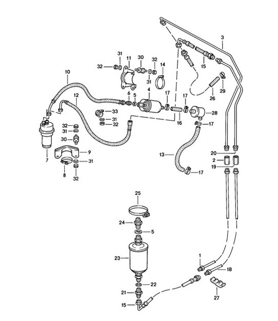 Diagram 201-014 Porsche 开曼 S 3.4L 987C 2005-08 燃油系统、排气系统