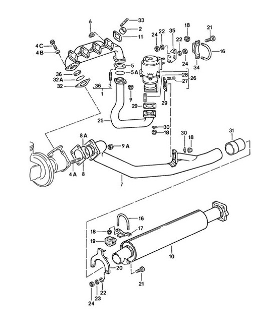 Diagram 202-005 Porsche Boxster S 718 2.5L 手动（350 马力） 燃油系统、排气系统