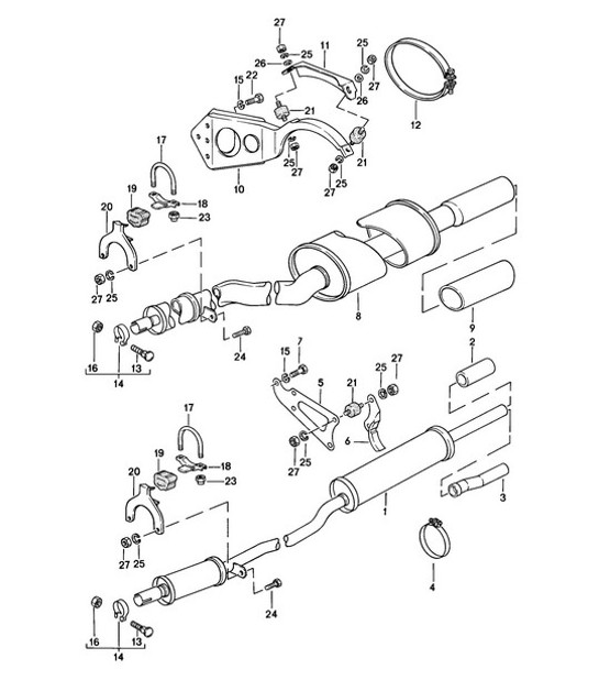 Diagram 202-015 Porsche 996 TURBO 2000-05 Fuel System, Exhaust System