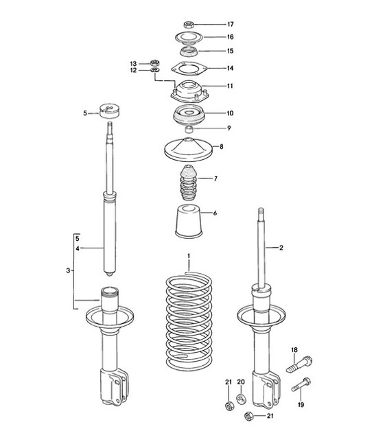 Diagram 402-000 Porsche 924 (1977-1988) Eje delantero, dirección 