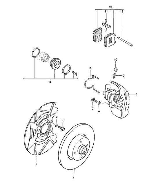 Diagram 602-000 Porsche 968 CS 3.0L 1993-95 Wheels, Brakes