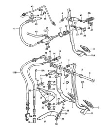 Brake and Clutch Pedals / Cluster - LHD Left-hand drive - 924 1976-79