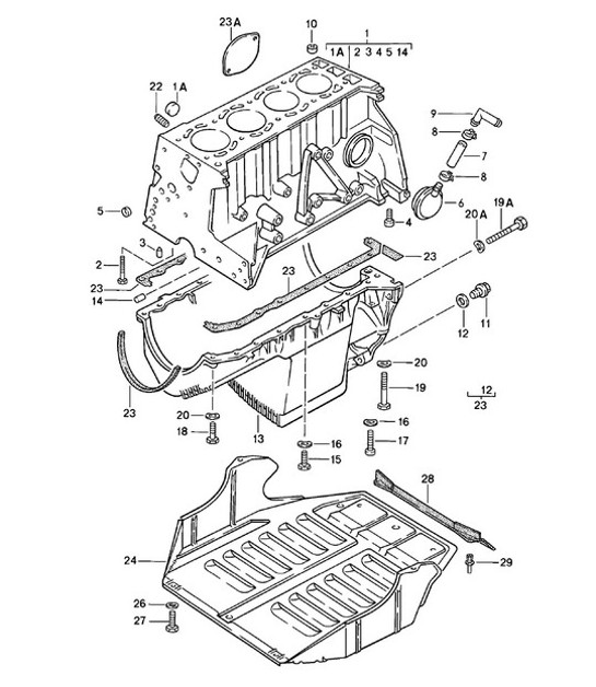Diagram 101-010 Porsche 356A 1955-59 Moteur