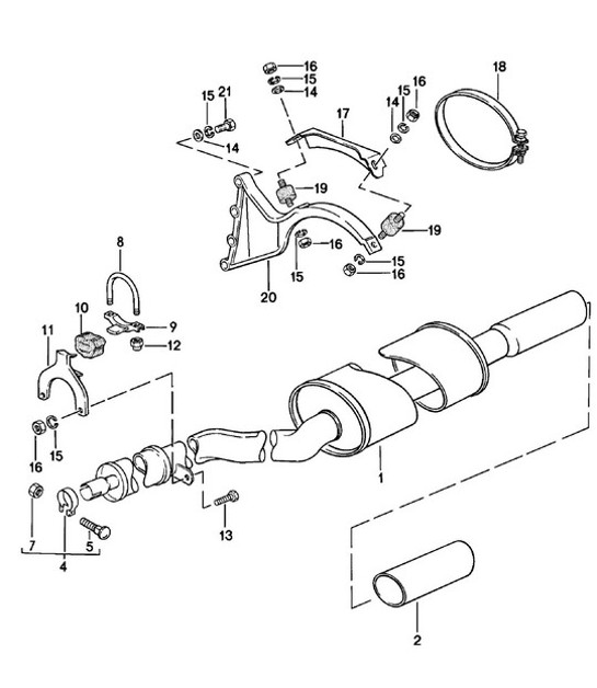 Diagram 202-015 Porsche Boxster 981 2.7L 2012-16 Système de carburant, système d'échappement