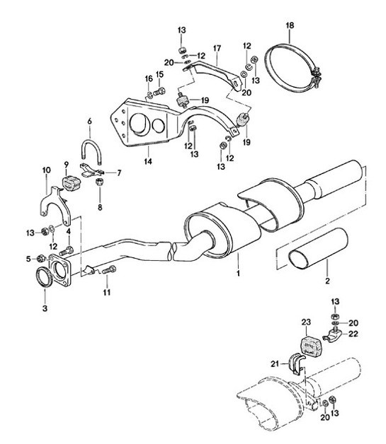 Diagram 202-020 Porsche 991.2 Speedster 4.0L (510Bhp) 2019 Système de carburant, système d'échappement