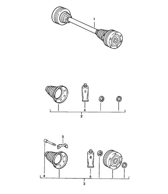 Diagram 501-010 Porsche 356A 1955-59 Essieu arrière