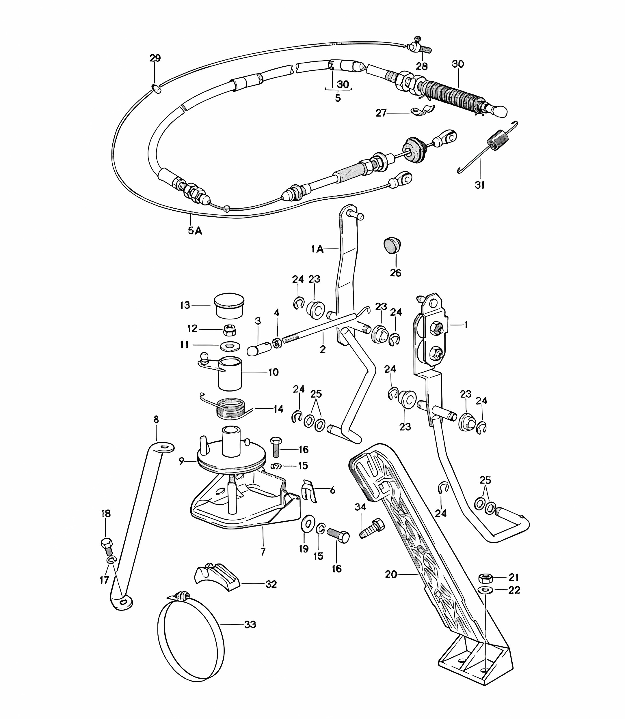 Accelerator control / Accelerator cable for Automatic transmission 924 1980 - 1985