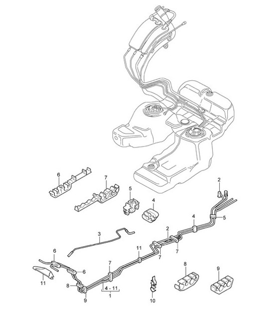 Sistema di alimentazione/tubazione carburante/sottoscocca Cayenne 9PA (955) 2003-06