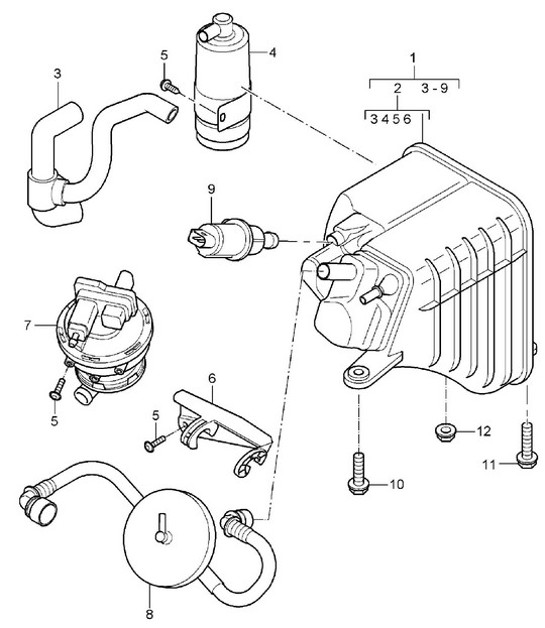 Diagram 201-20 Porsche 卡宴 9PA (955) 2003-2006 燃油系统、排气系统