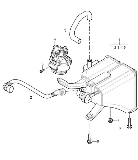 Diagram 201-25 Porsche Panamera S 混合动力 V6 3.0L 燃油系统、排气系统