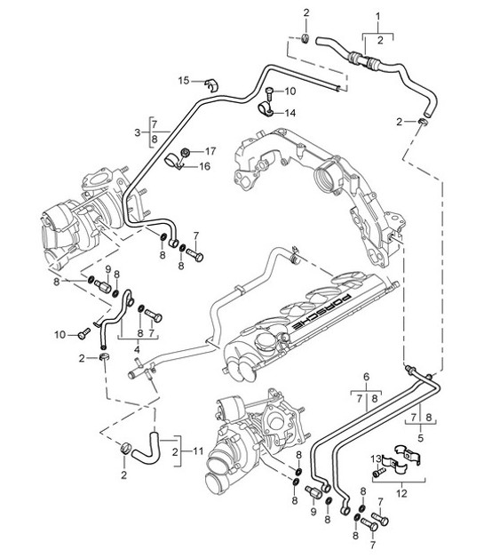 Diagram 202-20 Porsche Cayenne MK1 (955) 2003-2006 Sistema de combustible, sistema de escape