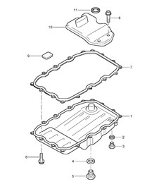 Tiptronic / Oil filter / Oil pan (PR:G0R, Tiptronic S) Cayenne 9PA (955) 2003-06