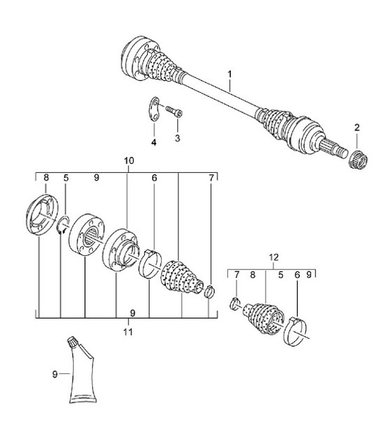 Diagram 501-10 Porsche Cayman 2.7L 987C 2006-08 Rear Axle