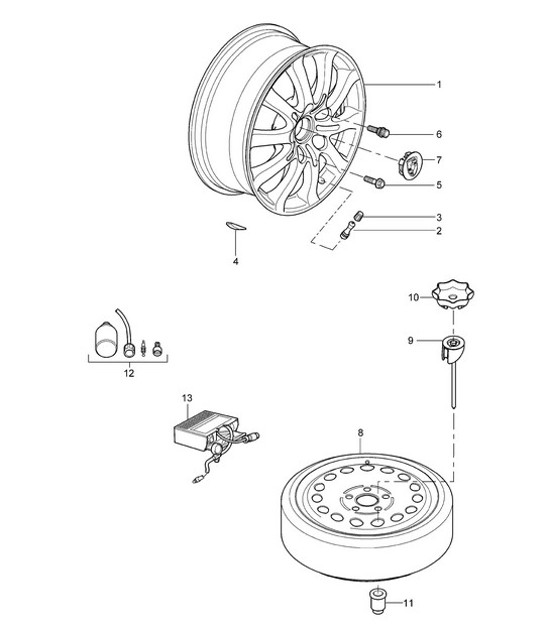 Diagram 601-00 Porsche 卡宴 GTS V8 4.8L 汽油 400HP 车轮、制动器