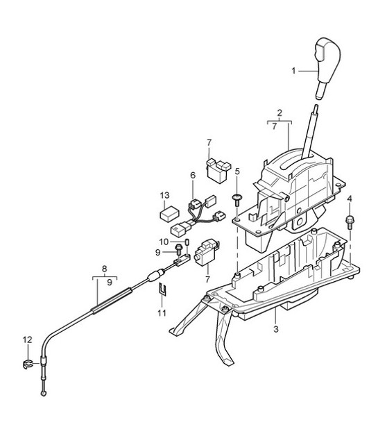 Diagram 701-01 Porsche 911 & 912 (1965-1989) Hand Lever System, Pedal Cluster 