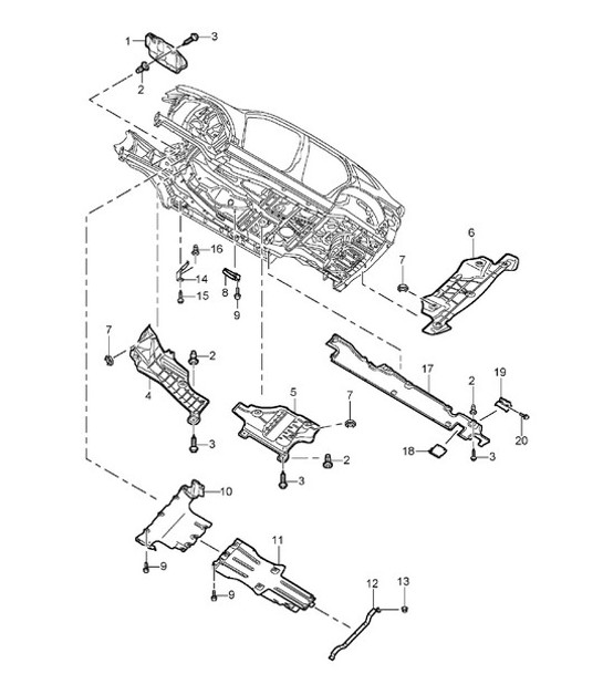 Diagram 801-70 Porsche Cayenne MK1 (955) 2003-2006 Carrosserie