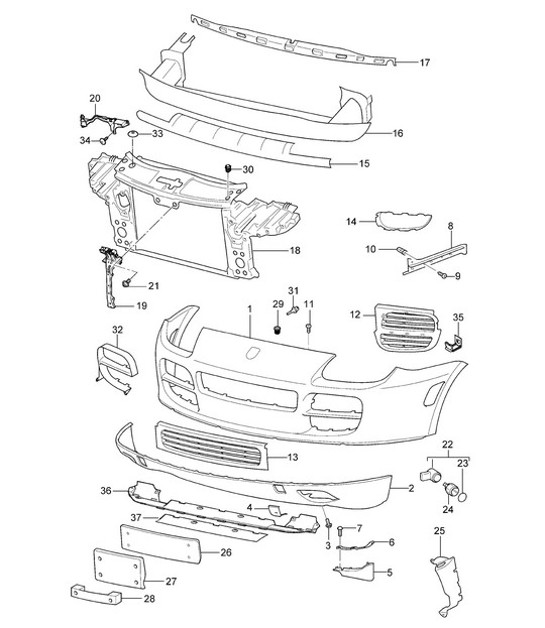 Diagram 802-00 Porsche 卡宴 Turbo / Turbo S 4.8L 2007>>  车身