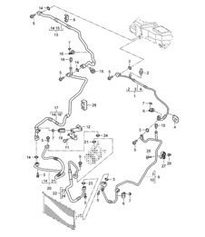 Refrigerant circuit (PR:D9K,D9L, PR:9AB,9AD,9AH) - Front - Cayenne 9PA (955) 4.5L 2003-06