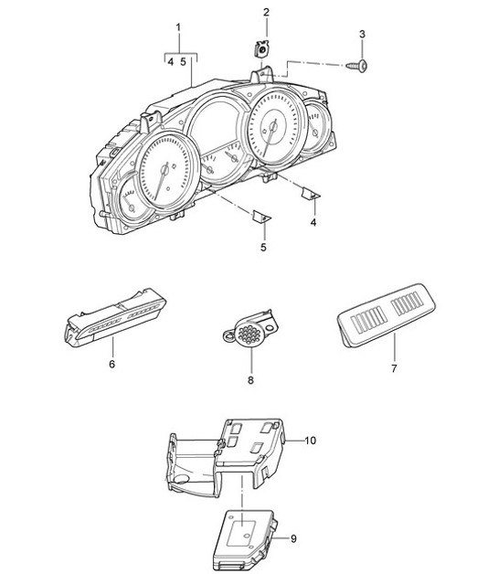 Instruments / Display unit / ParkAssist / Magnetic-field sensor / Compass Cayenne 9PA (955) 2003-06