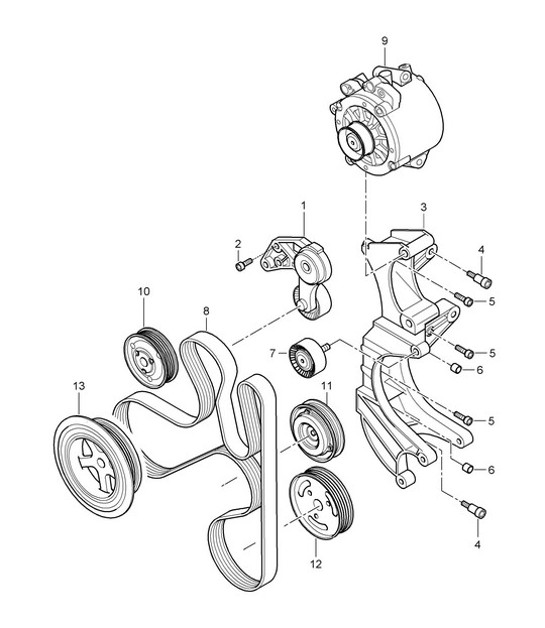 Diagram 102-070 Porsche 996 C4 3.4L 1997-08/01 Motor