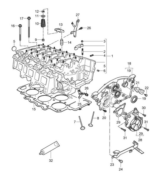 Diagram 103-002 Porsche 996 C4S 3.6L 09/01-2005 Motor