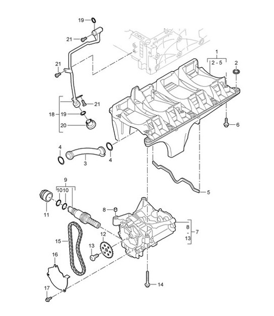 Diagram 104-000 Porsche Cayman 987C/981C（2005-2016 年） 引擎