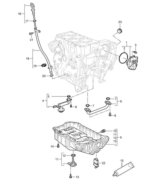 Diagram 104-005 Porsche Cayman 2.7L 987C 2006-08 Motore
