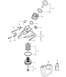 Oil filter / Console / Oil cooler (Model: 5501) Cayenne 9PA1 (957) 3.6L 2007-10