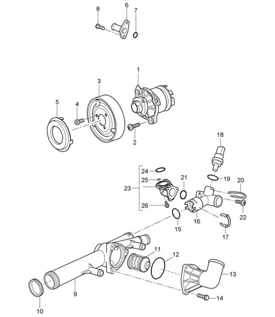 Diagram 105-005 Porsche 996 C2 3.4L 1997-08/01 Motore