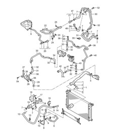 Water cooling / Return-side cooling (PR:D50) Cayenne 9PA1 (957) 3.0L Diesel 2007-10