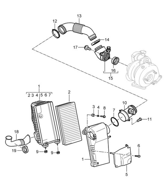 Diagram 106-015 Porsche Cayman S 3.4L 987C 2005-08 Motore