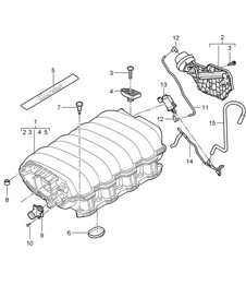 Intake air distributor (Model: 4801,4851) Cayenne 9PA1 (957) 4.8L 2007-10