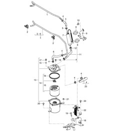 Kraftstoffsystem / Kraftstoffleitung / Kraftstofffilter / Kraftstoffkühlung (PR:D50) Cayenne 9PA1 (957) 3.0L Diesel 2007-10