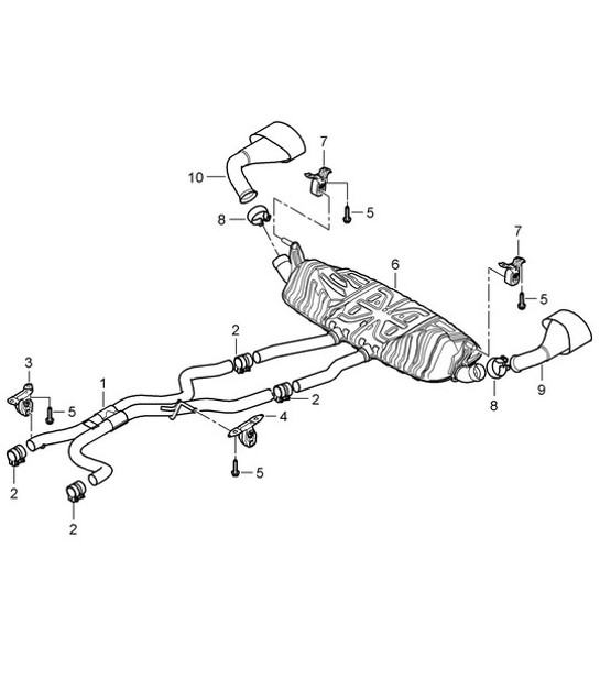 Diagram 202-015 Porsche 997 MKII GT2 RS 2011>> Sistema di alimentazione, sistema di scarico