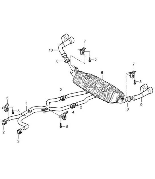 Diagram 202-020 Porsche 卡宴 3.2L V6 2003 年>> 燃油系统、排气系统