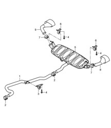 Système d&#39;échappement / Tuyau d&#39;échappement / Silencieux arrière / Tuyau d&#39;échappement (PR:D50,0P0, 0P3) Cayenne 9PA1 (957) 3.0L Diesel 2007-10