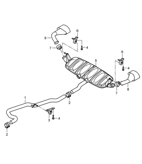 Diagram 202-027 Porsche 帕纳梅拉 4S V8 4.8L 燃油系统、排气系统