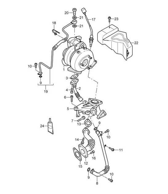 Diagram 202-040 Porsche 卡宴 9PA1 (957) 2007-2010 燃油系统、排气系统