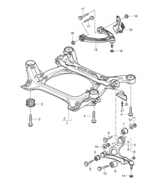 Suspension sub-frame / Wishbone / Headlight range control / Level sensor (PR:1BA,1BW, 1BK,1BH) Cayenne 9PA1 (957) 2007-10
