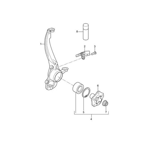 Diagram 401-005 Porsche Cayman GTS 718 2.5L PDK (365 CV) Eje delantero, dirección 