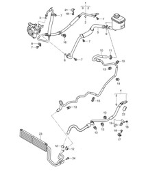 Power steering / Lines / Oil cooler / Differing parts for -PDCC- (PR:D5V,D5Z) Cayenne 9PA1 (957) 4.8L 2007-10