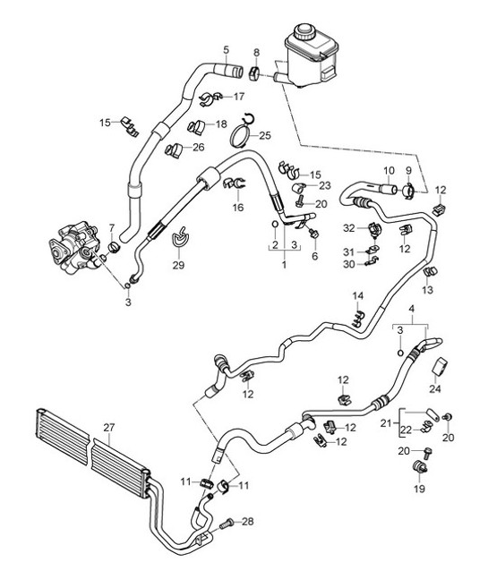 Diagram 403-002 Porsche Panamera Turbo S V8 4.8L Assale anteriore, sterzo 