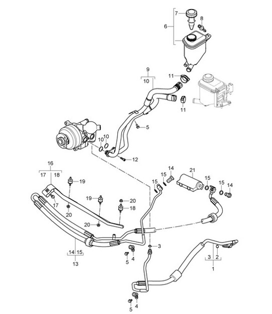 Diagram 403-010 Porsche 911 Turbo 3.0L 1975-77 Eje delantero, dirección 