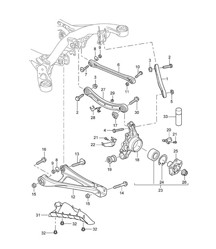 Rear axle / Wheel carrier / Wishbone / Track rod / Wheel hub / Stone chip guard Cayenne 9PA1 (957) 2007-10