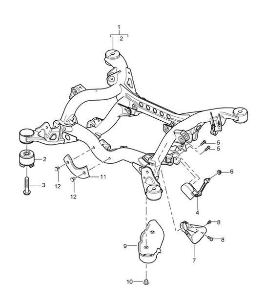 Diagram 501-001 Porsche Cayenne Turbo / Turbo S 4.8L 2007>> Asse posteriore