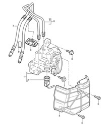 Anti-roll bar / Valve block / Pressure line / Return line (PR:0AW) Cayenne 9PA1 (957) 2007-10