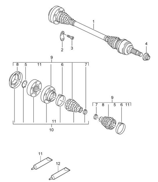Diagram 501-010 Porsche 卡宴 S 4.5L V8 2003 年>> 后轴