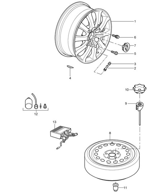 Diagram 601-000 Porsche 993 (911) C2S 1994-97 Roues, Freins