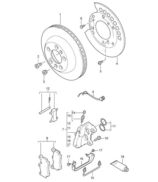 Diagram 603-000 Porsche 991 (911) MK2 2016-2019 Wheels, Brakes